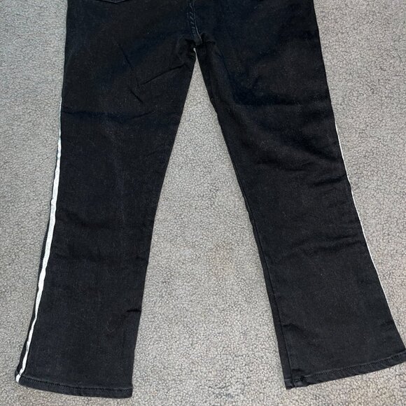 VERONICA BEARD CAROLYN 10" BABY BOOT BLACK & SILVER TUXEDO STRIPE JEANS EUC 29 - Picture 6 of 13